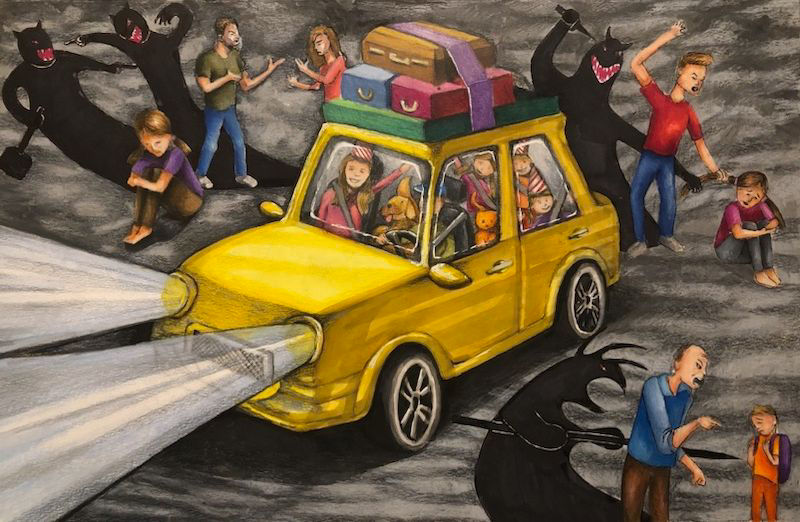 02-00527- Happy family dream car