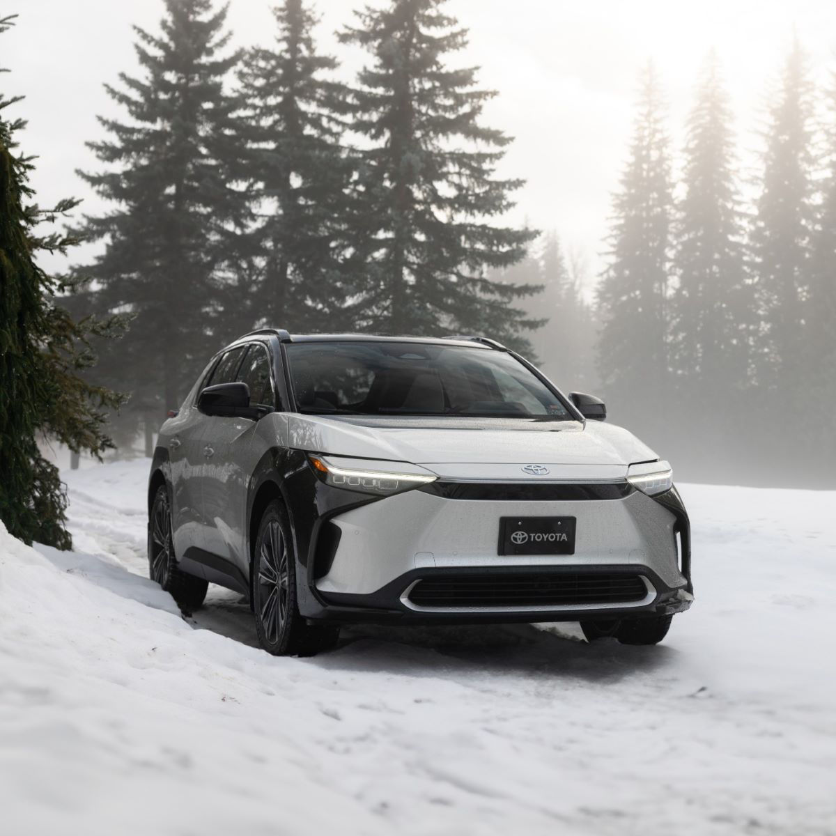 Toyota bZ electric SUV in snow